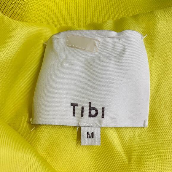 TIBI Size M Yellow Acrylic Textured Faux Fur Zip Up Oversized Bomber Jacket - Picture 6 of 9
